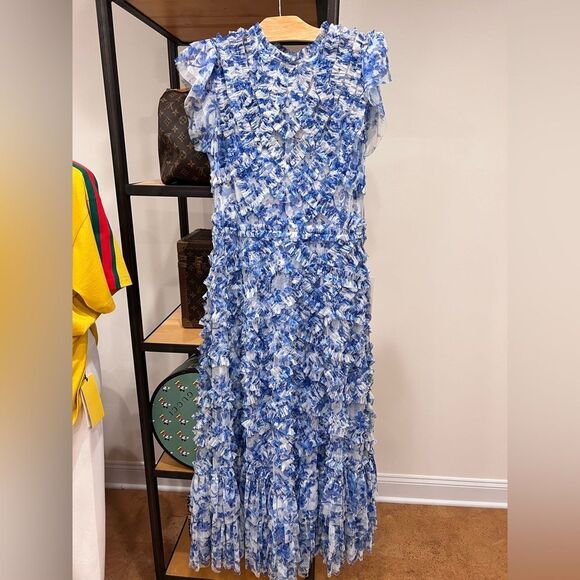 Mac Duggal One Shoulder Floral Blue Dress - Picture 4 of 7